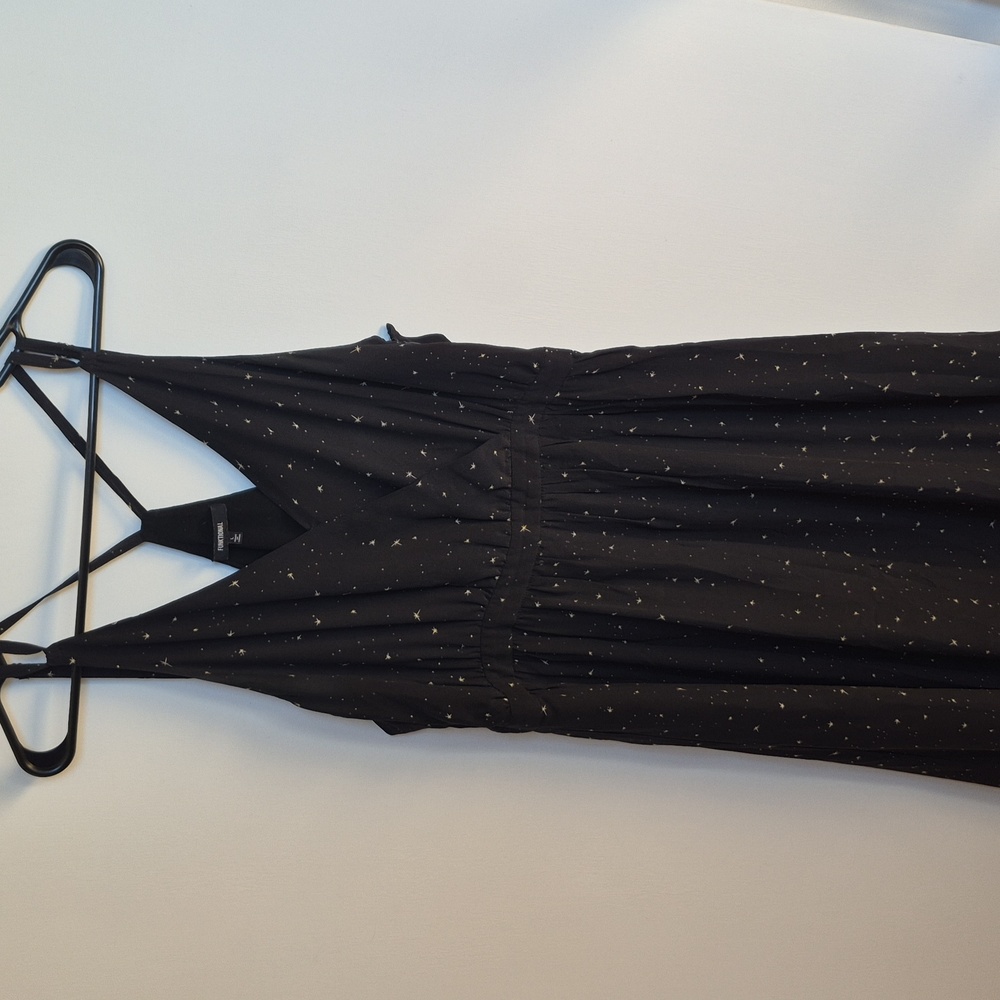 100% Silk Stary Night Lomg Flowy Strappy Maxi Dress